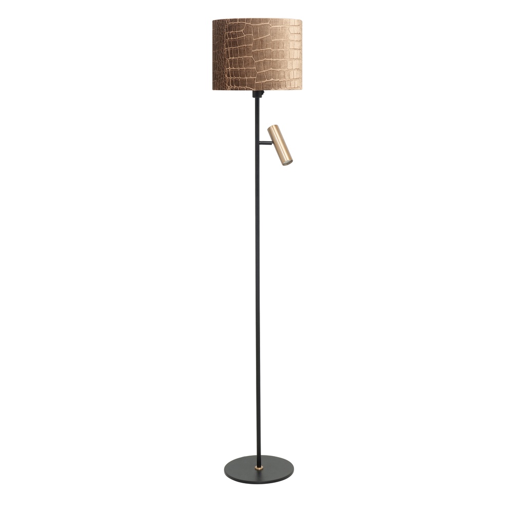 Highlight Landelijke vloerlamp Trend zwart met messing - V4730.38 + O4428.42