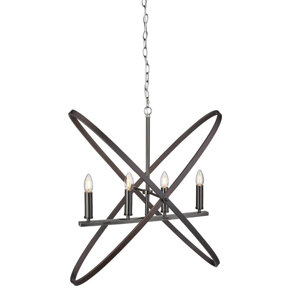 Searchlight Zwarte klassieke hanglamp Hoopla 4-lichts - 8244-4PW