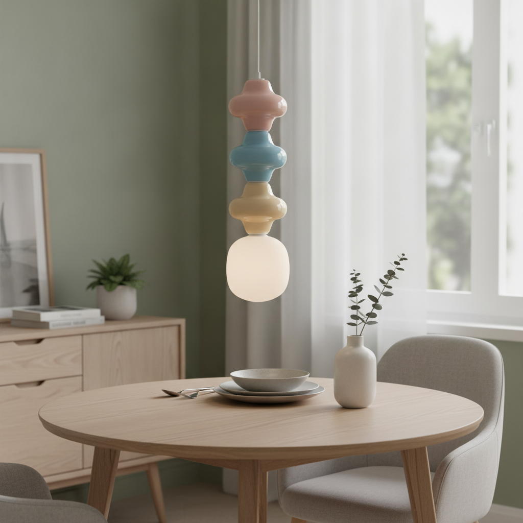 Lyora Hanglamp Clio L gekleurd keramiek met wit glas - 110988