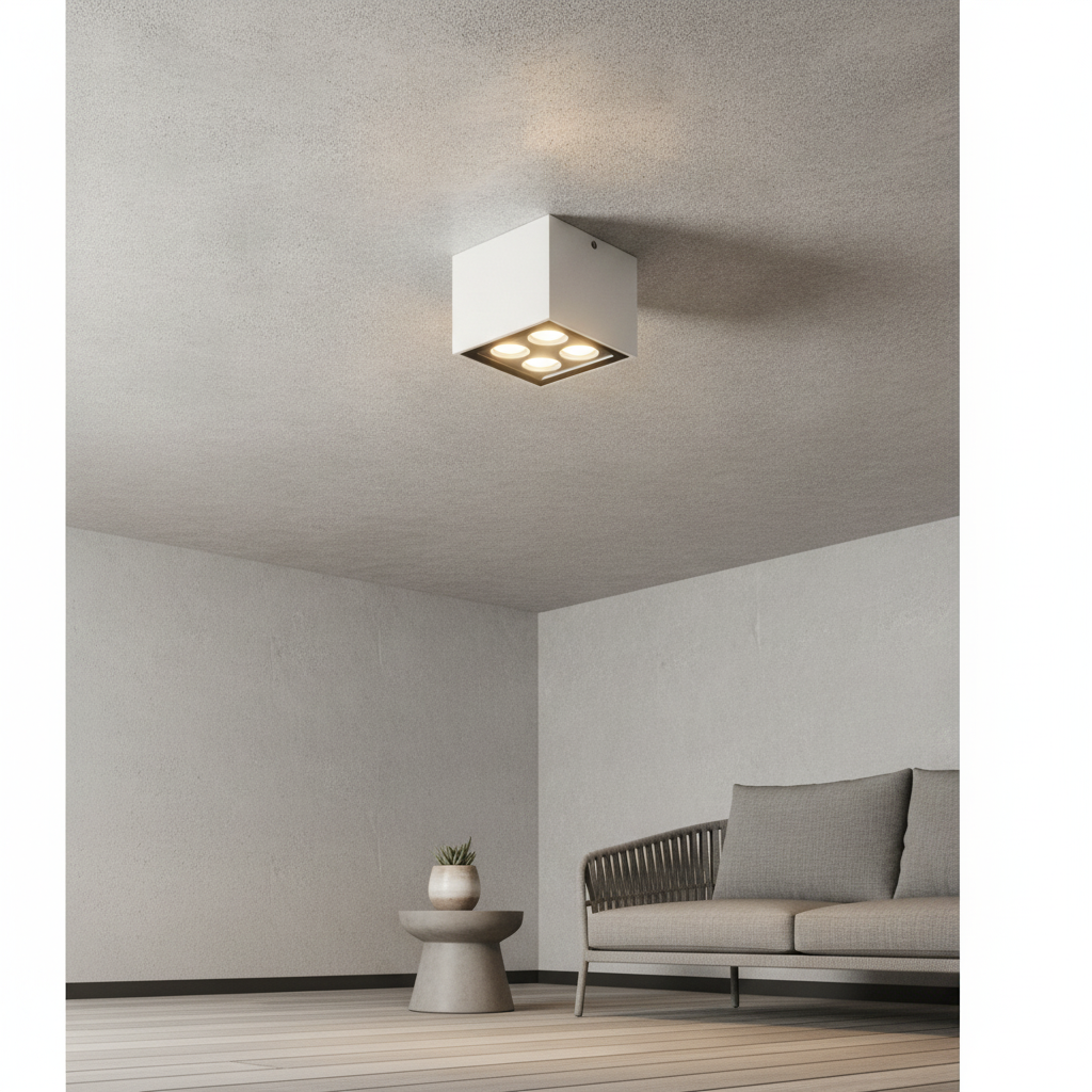 Lyora PlafondlampJax vierkant 8cm wit - 9030948