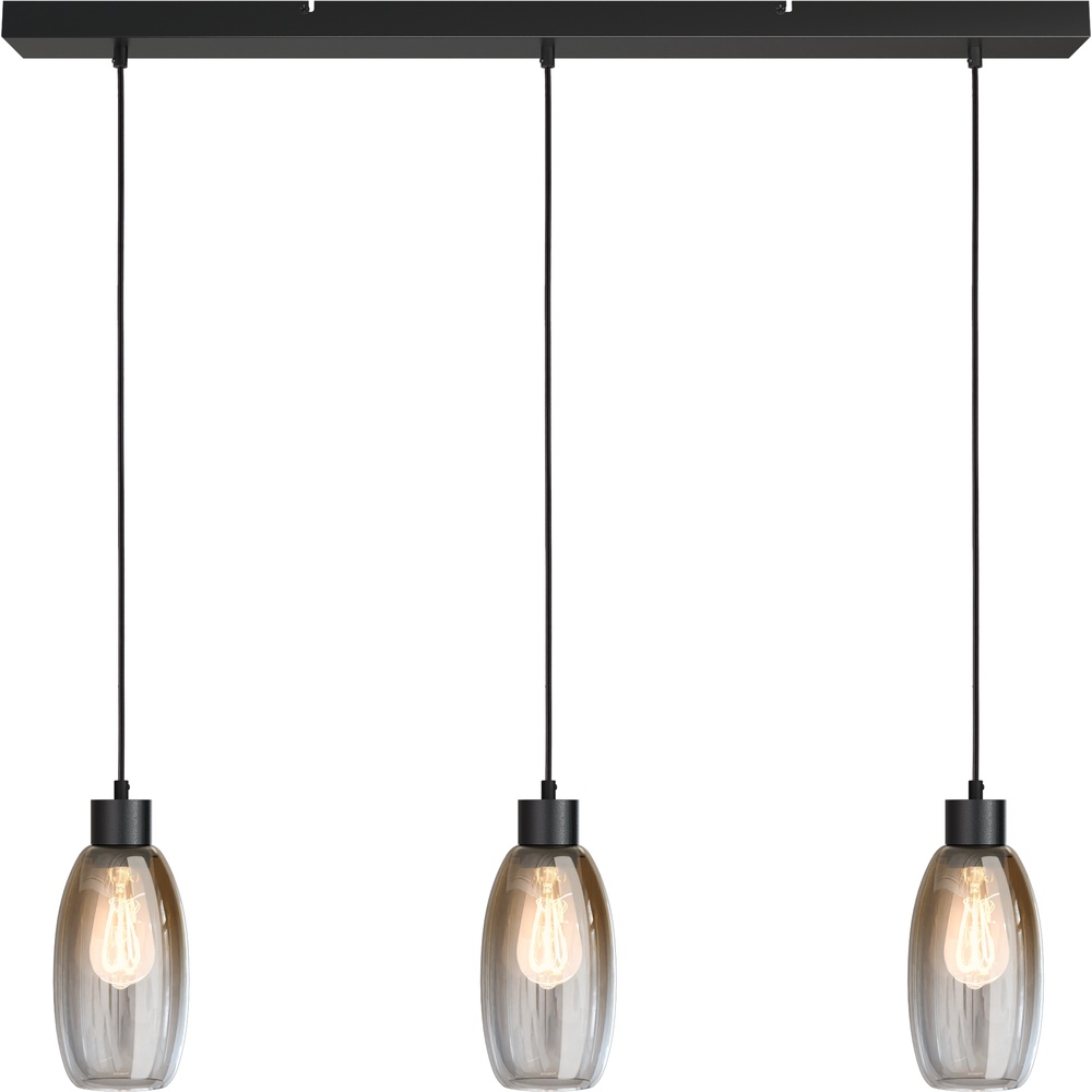 Masterlight Glazen hanglamp Olive 3x Ø 12,5cm - zwart - 2431-05-100-3-02-12