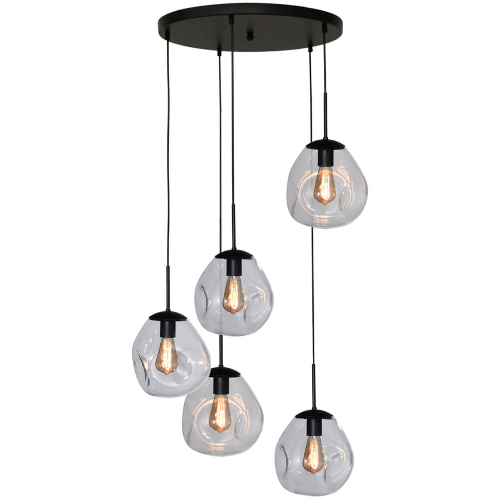 Masterlight Vide hanglamp Lava 5x helder glas Ø 24cm - 2762-05-50-5-00-61