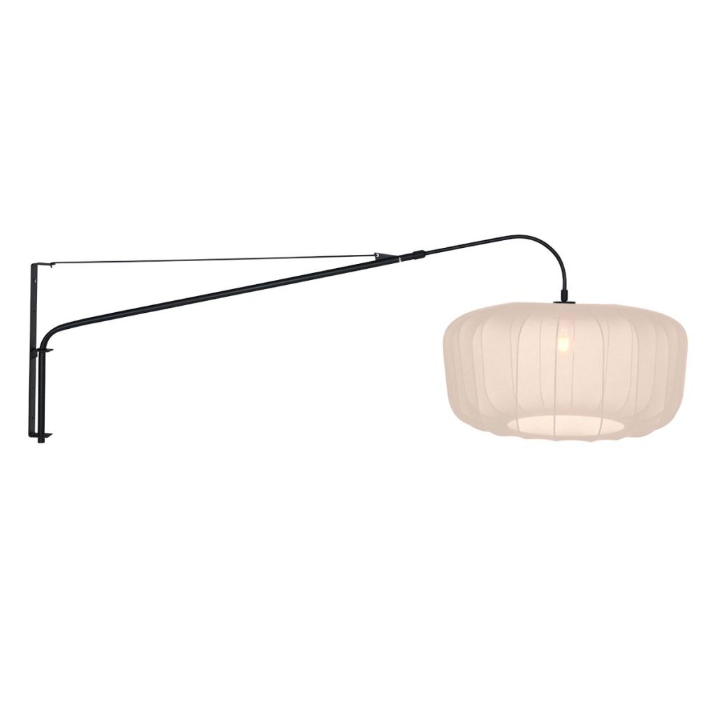 Steinhauer Zwarte wandlampVela Lino met crème kap - 4454ZW