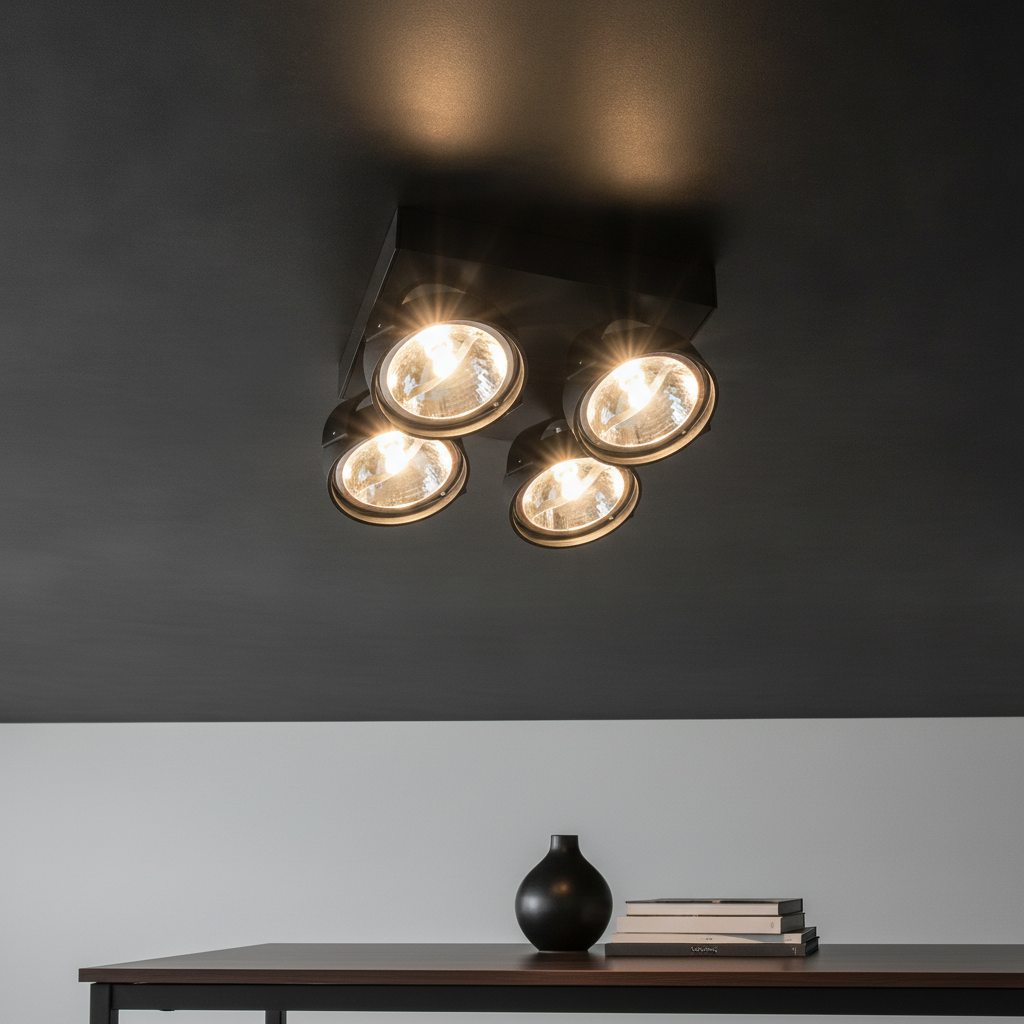 Artdelight Zwarte opbouwspot Dutchess 4-lichts - QR 0004 SQ ZW
