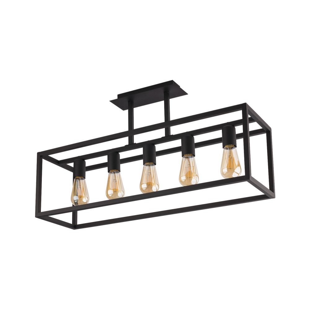 Lyora Strakke hanglampCrate 5-lichts zwart - 9047