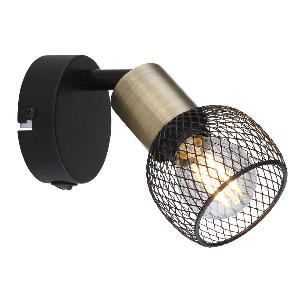 Globo WandlampFiastra zwart met gaas - 54028-1