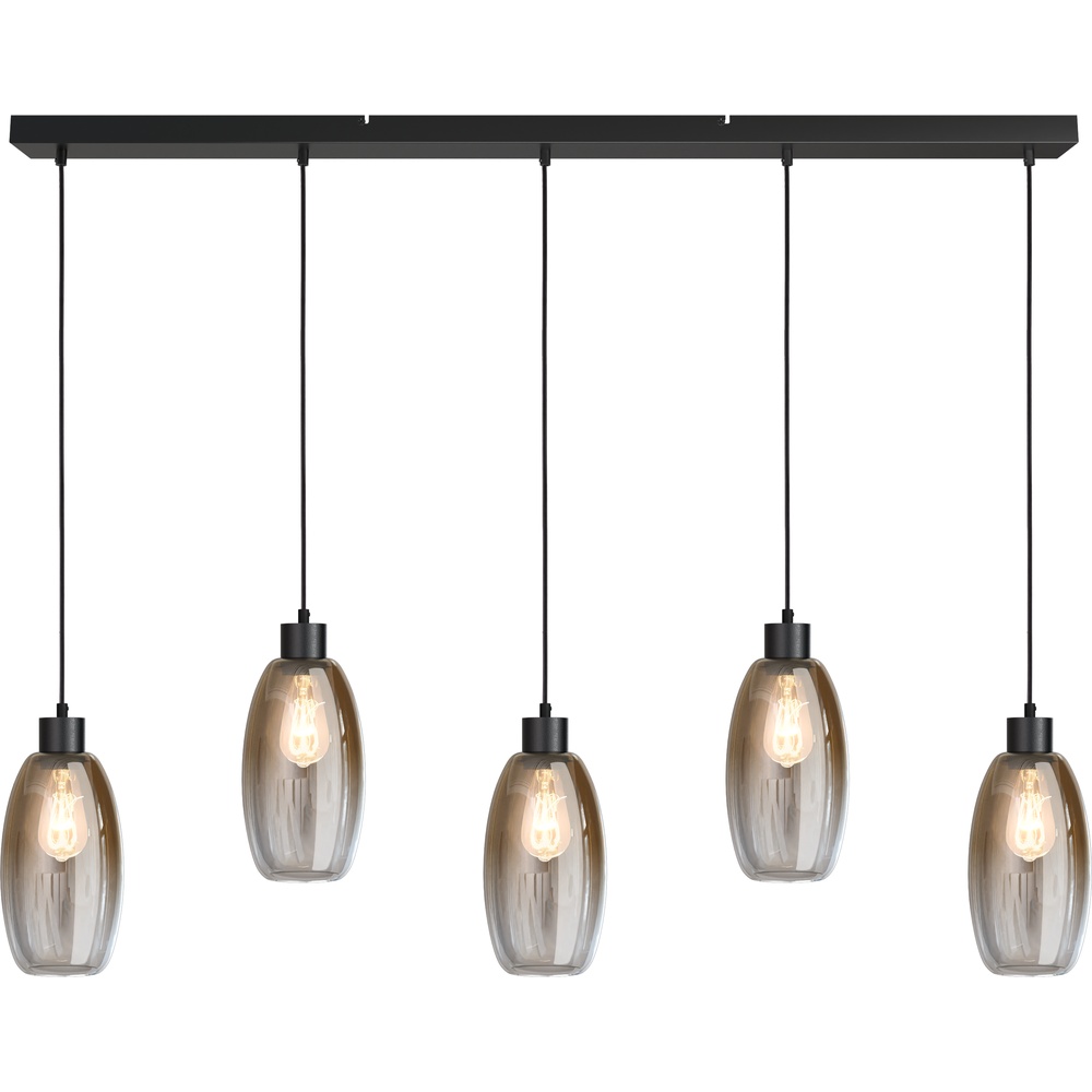 Masterlight Glazen hanglamp Olive 5x Ø 15cm - zwart - 2431-05-130-5-02-15