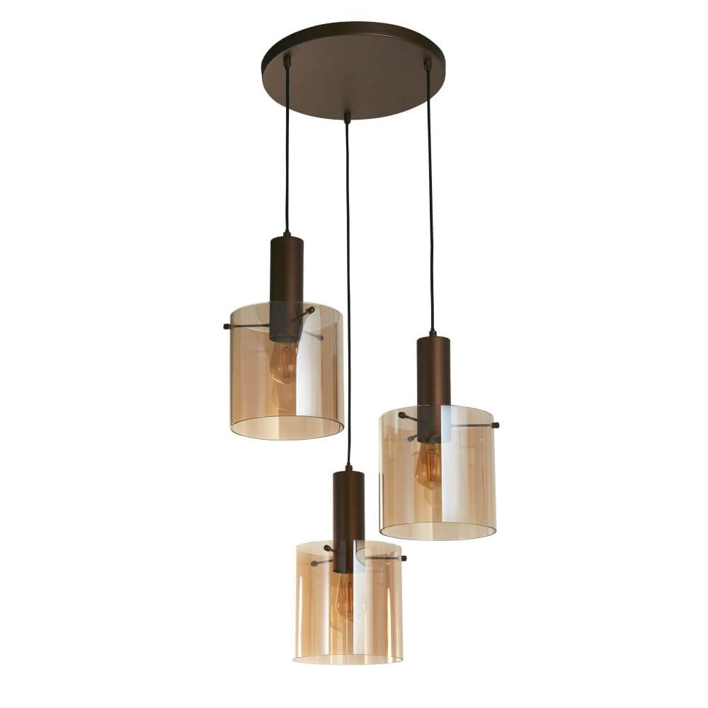 Searchlight Bruine hanglamp Sweden 3-lichts - 88910-3MO