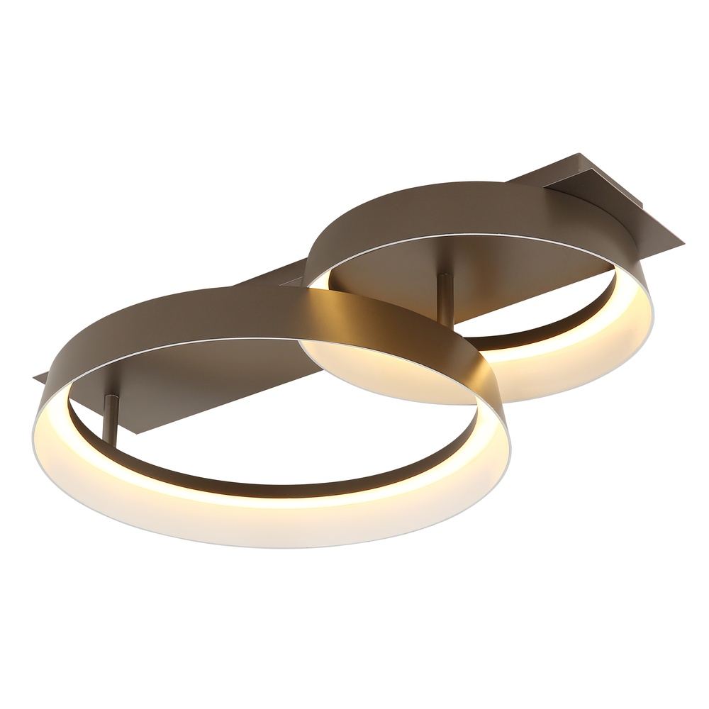 Globo Strakke plafondlamp Syrakus koffie bruin 2 ringen - 48048D1