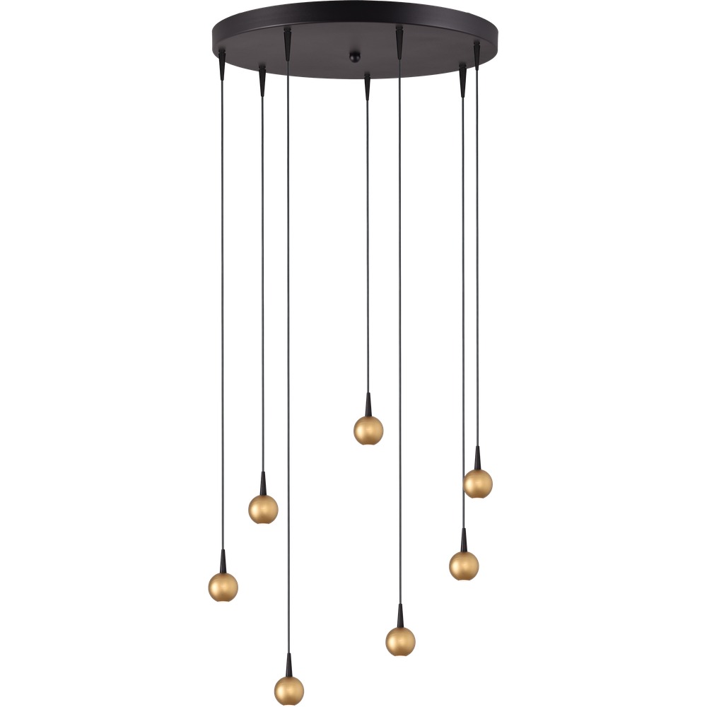 Masterlight 7-lichts hanglampTalana zwart met goud Ø 50cm DTW - 2412-05-02-50-7