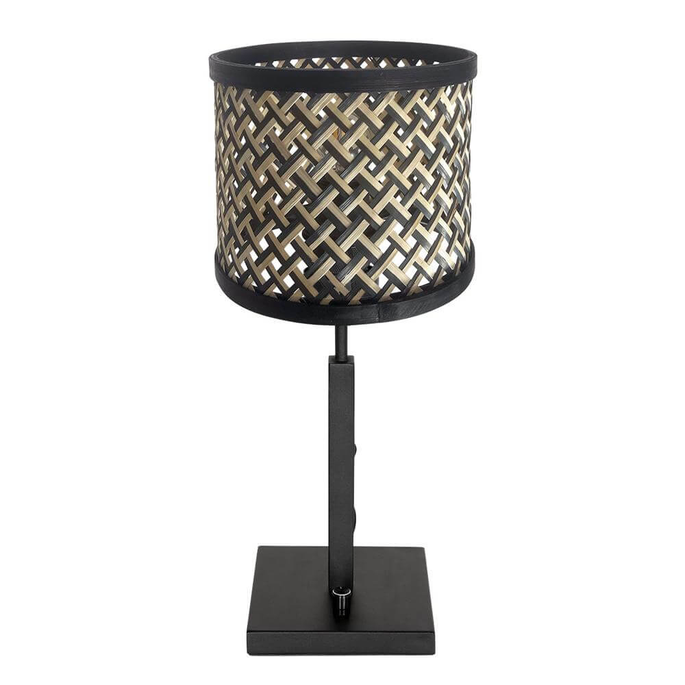 Steinhauer TafellampjeStang zwart met bamboe kap - 3707ZW