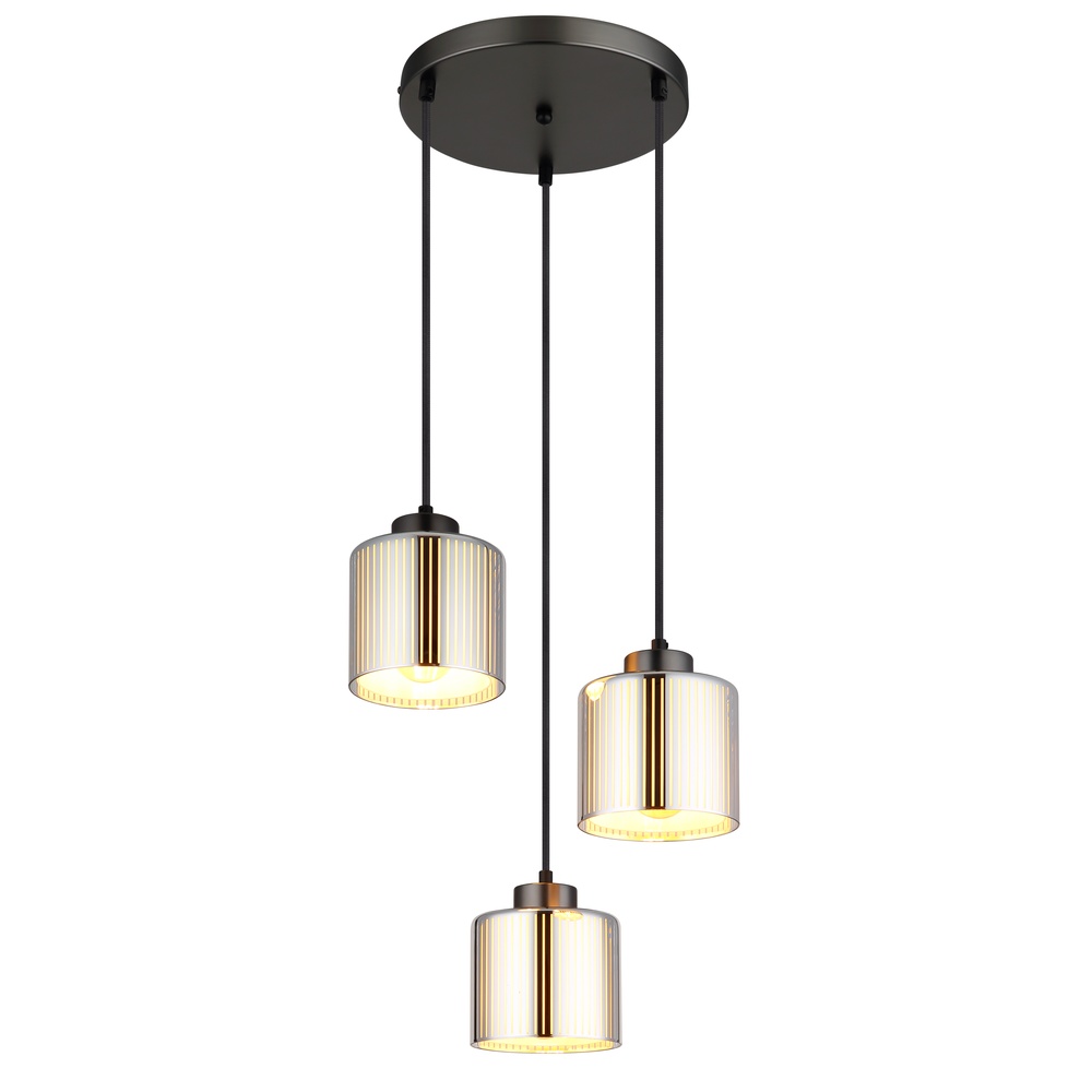 Globo Design hanglamp Felicia gunmetal 3-lichts - 16056-3HR