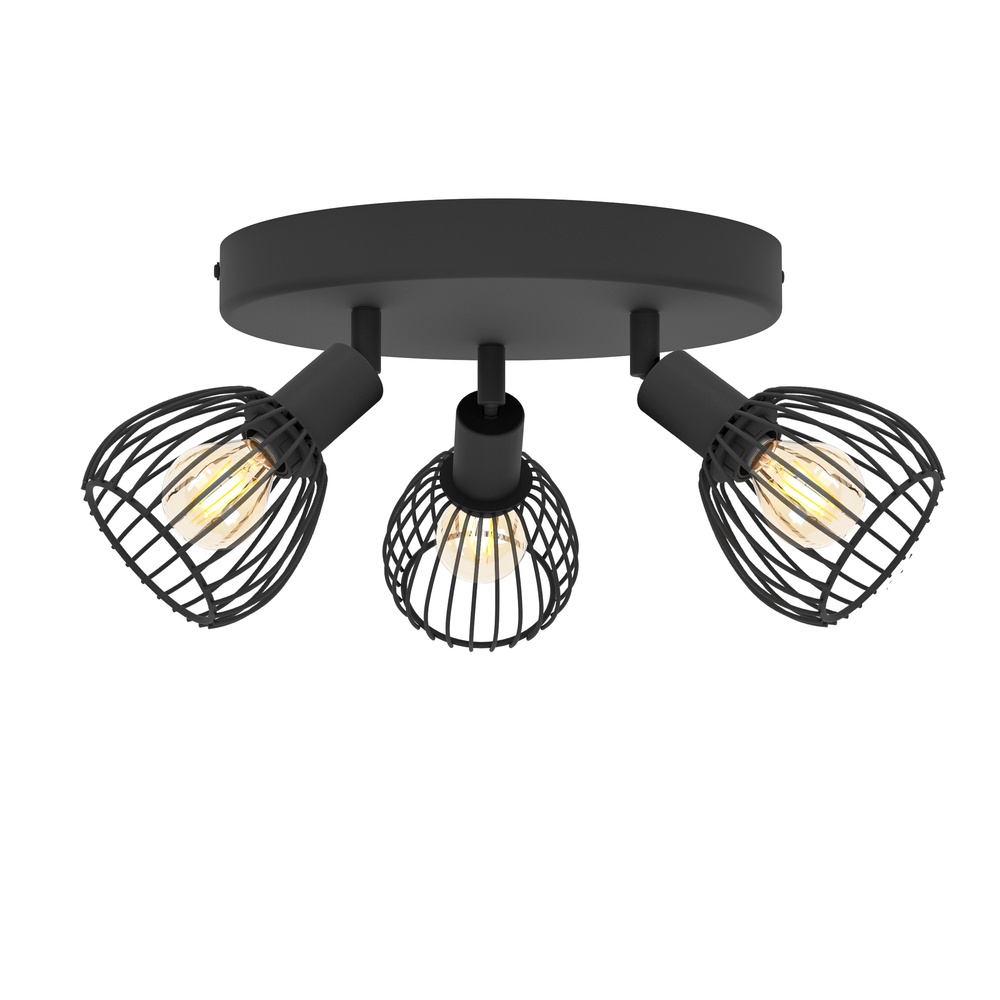 Eglo 3-lichts draadlamp spotjeSonnino zwart - E14 - 901041