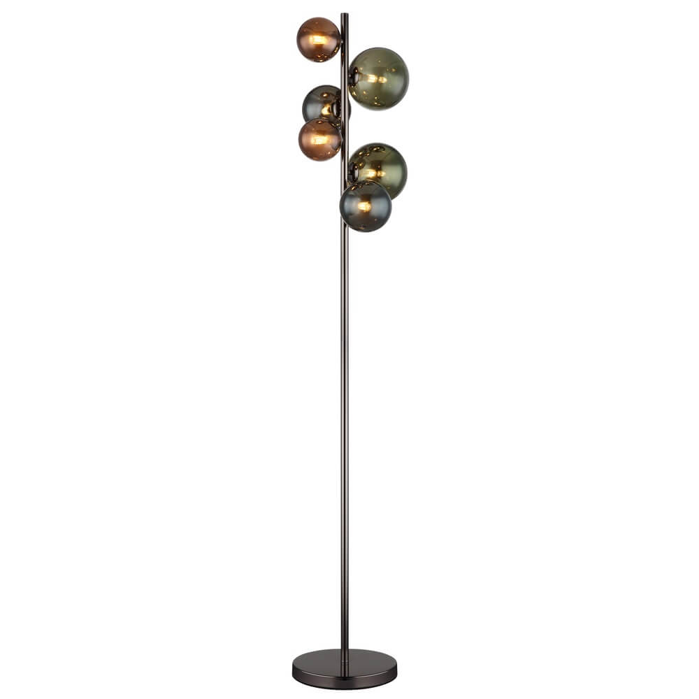 Globo Zwarte vloerlamp Riha gekleurd glas 6-lichts - 56142-6S