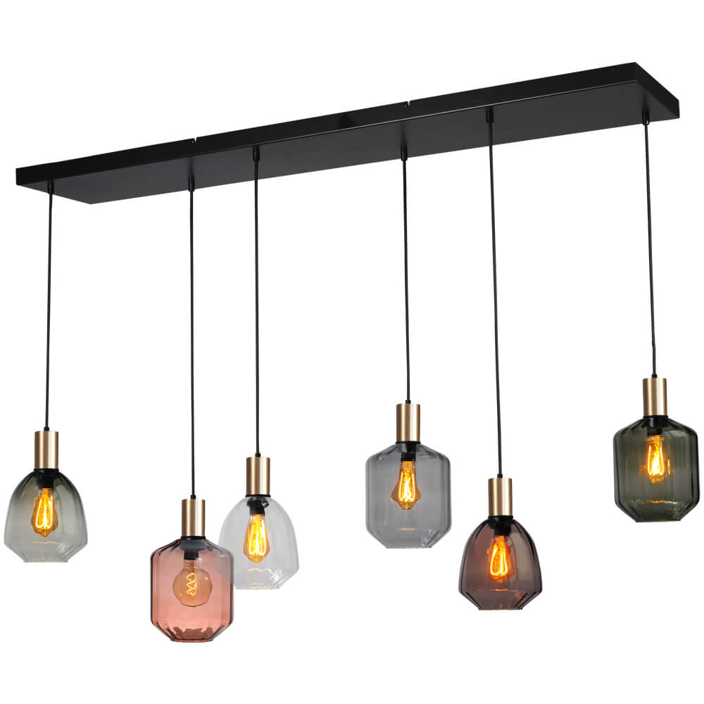 Masterlight 6-lichts hanglamp - goud - Porto met verschillende glazen - 2711-05-02-130-25633