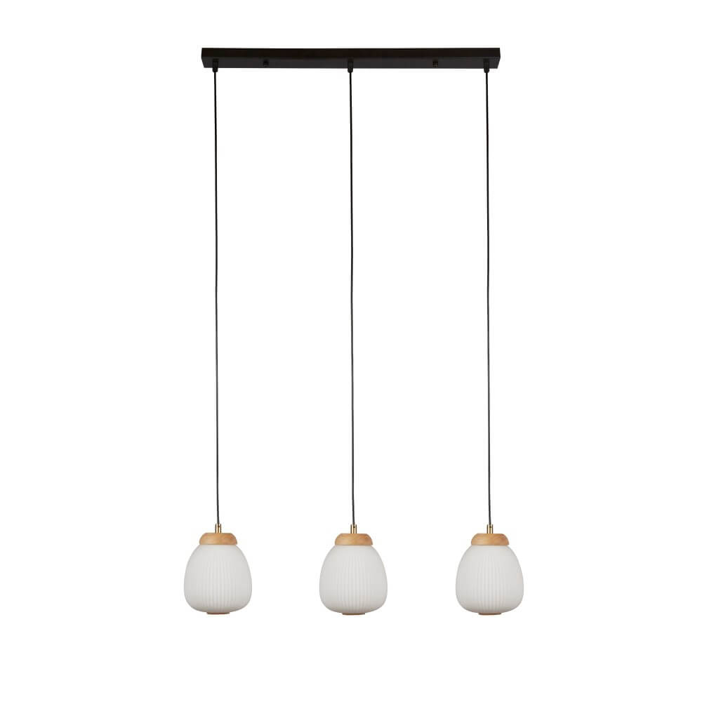 Searchlight 3-lichts hanglampElla zwart met wit - 31411-3NA