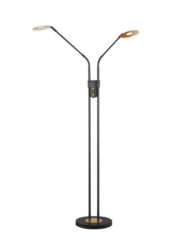 Fischer & Honsel 2-lichts leeslampDent zwart met goud - 40498 afbeelding