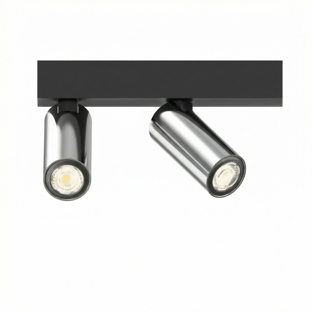 Lyora 2-lichts opbouwspot Tevo Mini zwart met chroom - V105121SBC