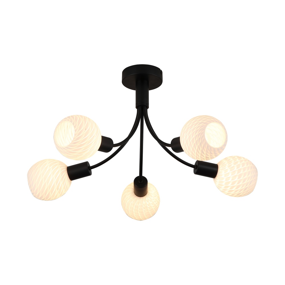 Searchlight PlafondlampNova zwart 5-lichts - 54715-5BK