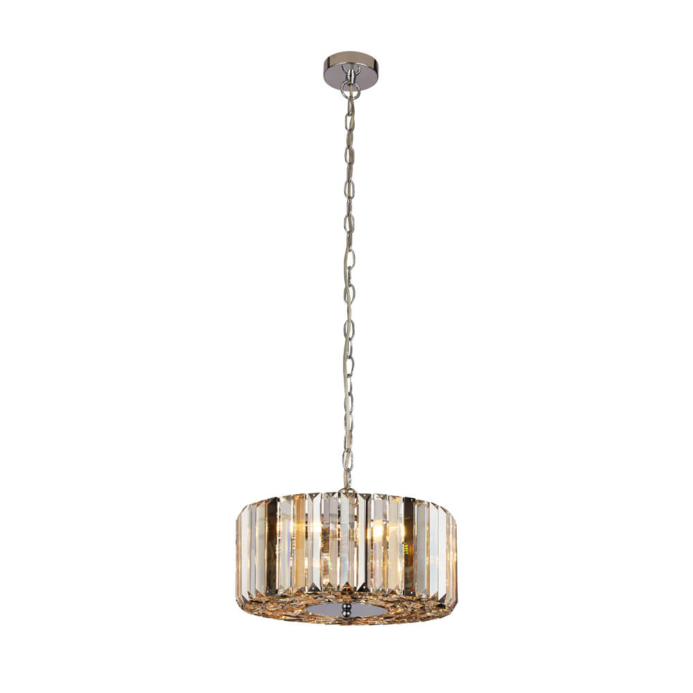Searchlight Hanglamp Chapeau 35cm chroom met kristalglas - 82101-3CC