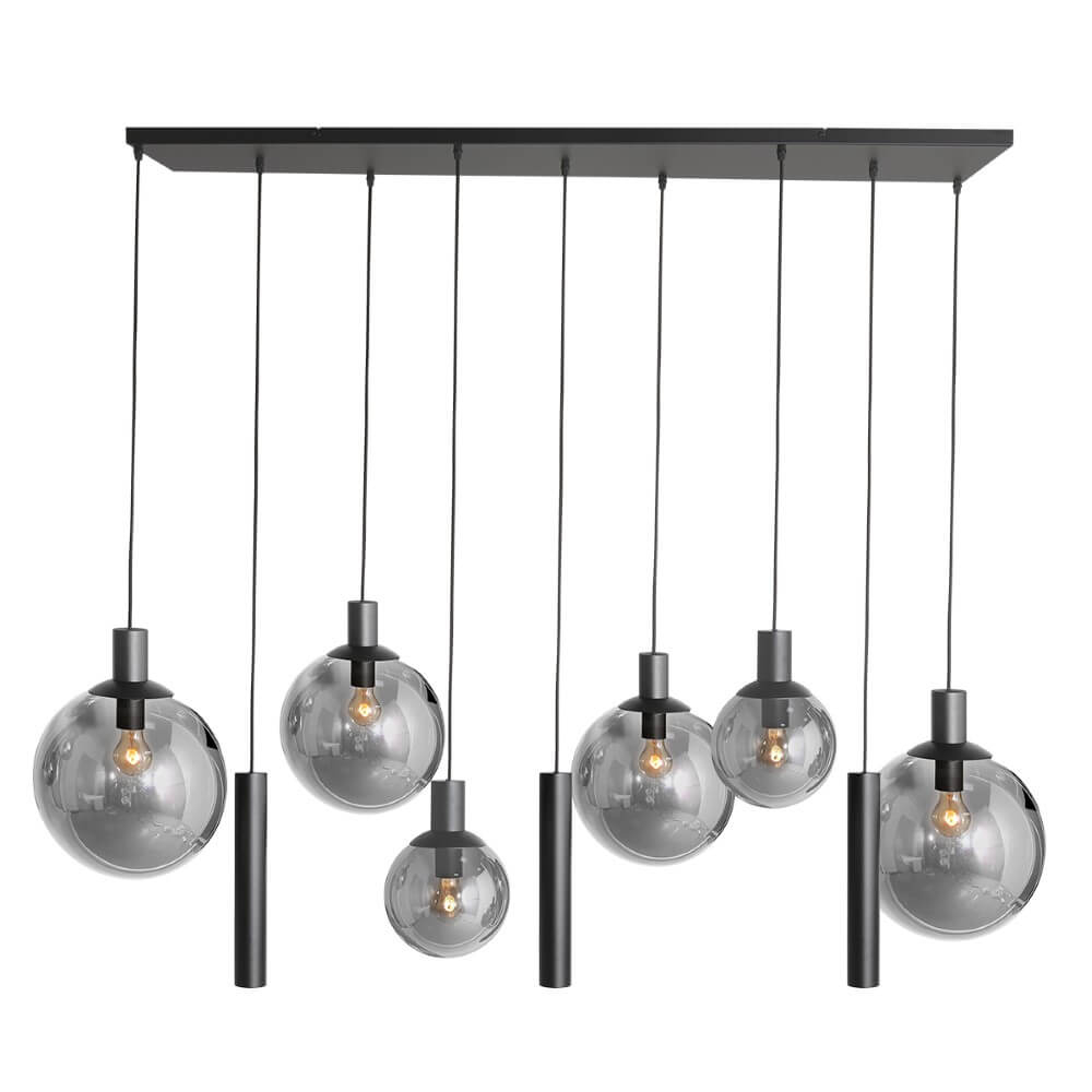 Steinhauer Eettafel hanglampBollique zwart met rookglas - 3798ZW