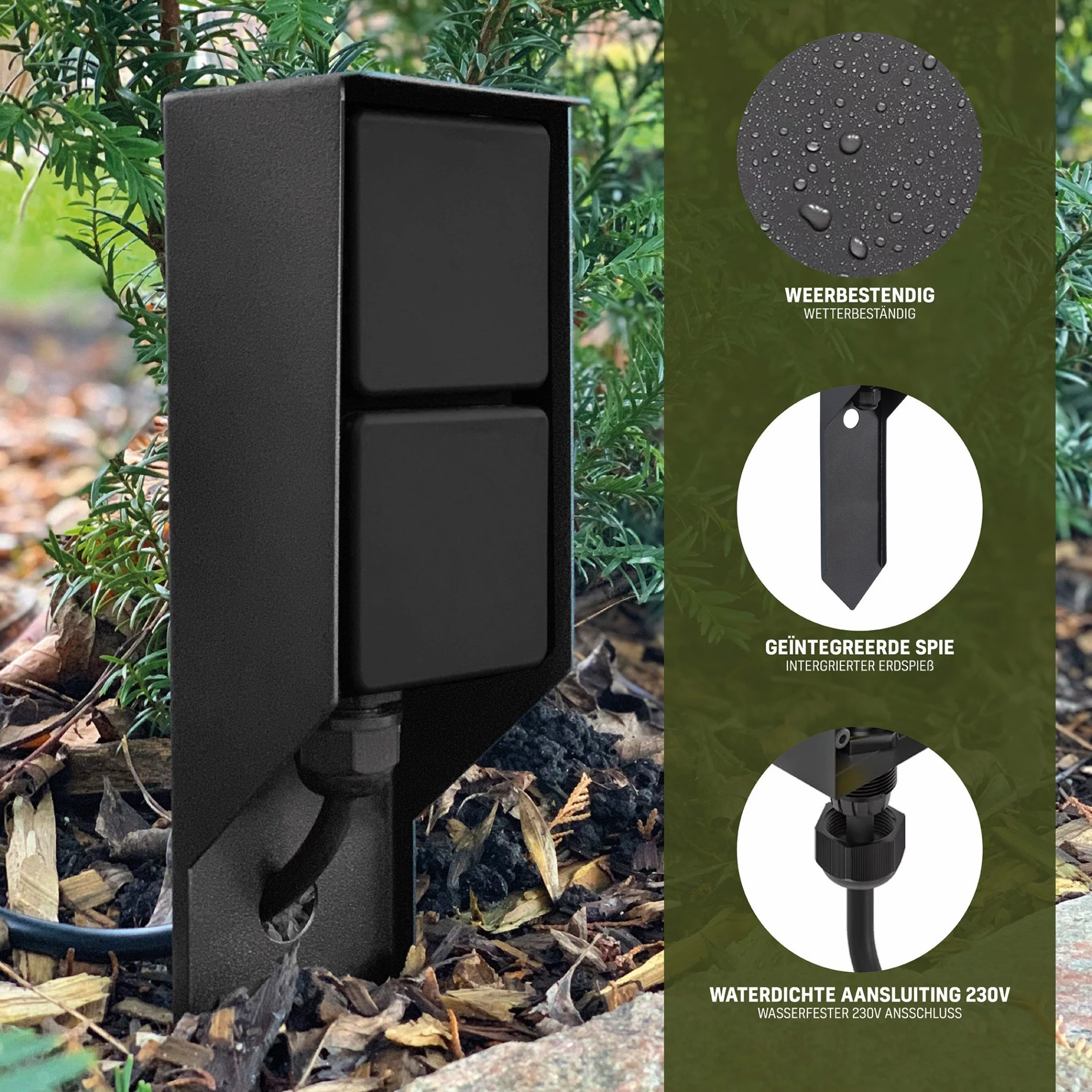 Stopcontact Double zwart met spie KS Verlichting 8714732777209