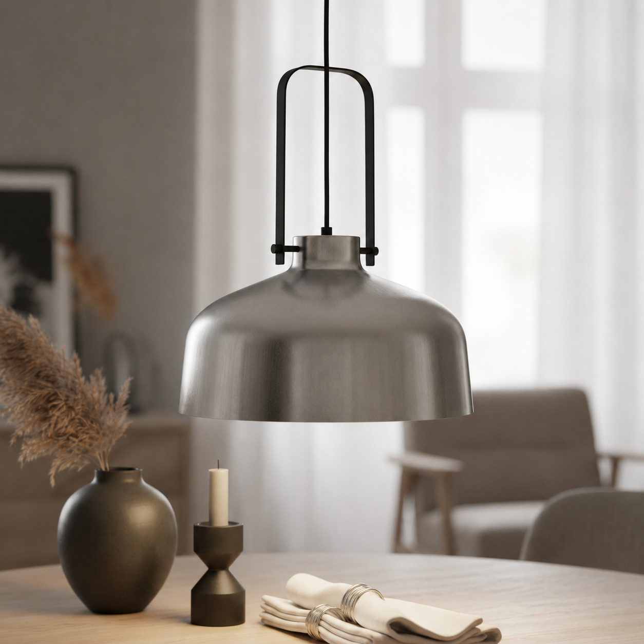 Artdelight Ø 37,5cm hanglamp Mendoza RVS kleur - HL 321 ST-ZW
