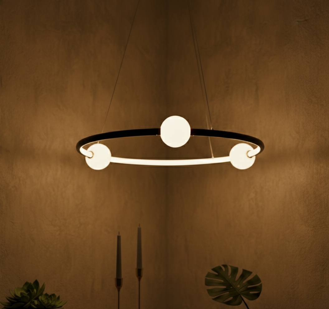 Lyora HanglampCelia zwart met wit rond horizontaal - 110153