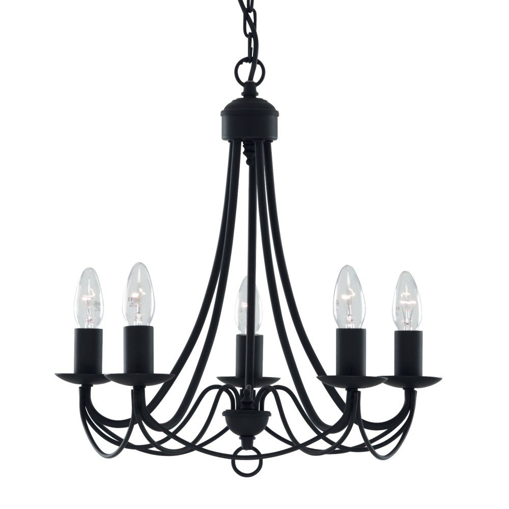 Searchlight Zwarte kroonluchterMaypole 5-lichts - 6345-5BK