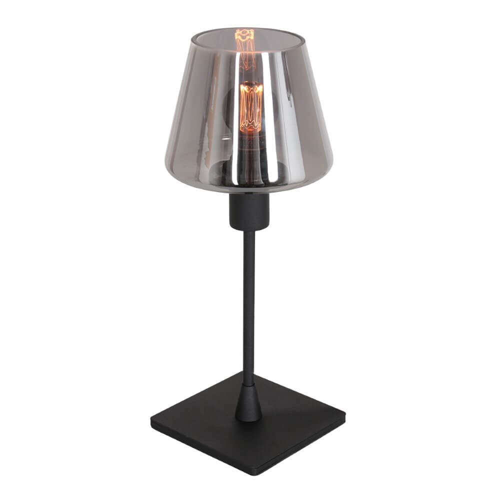 Steinhauer Zwarte tafellampAncilla met smoke glas - 3102ZW