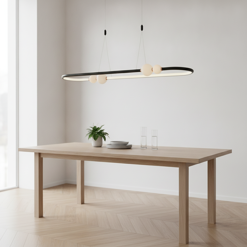 Lyora HanglampCelia zwart met wit ovaal - 110154