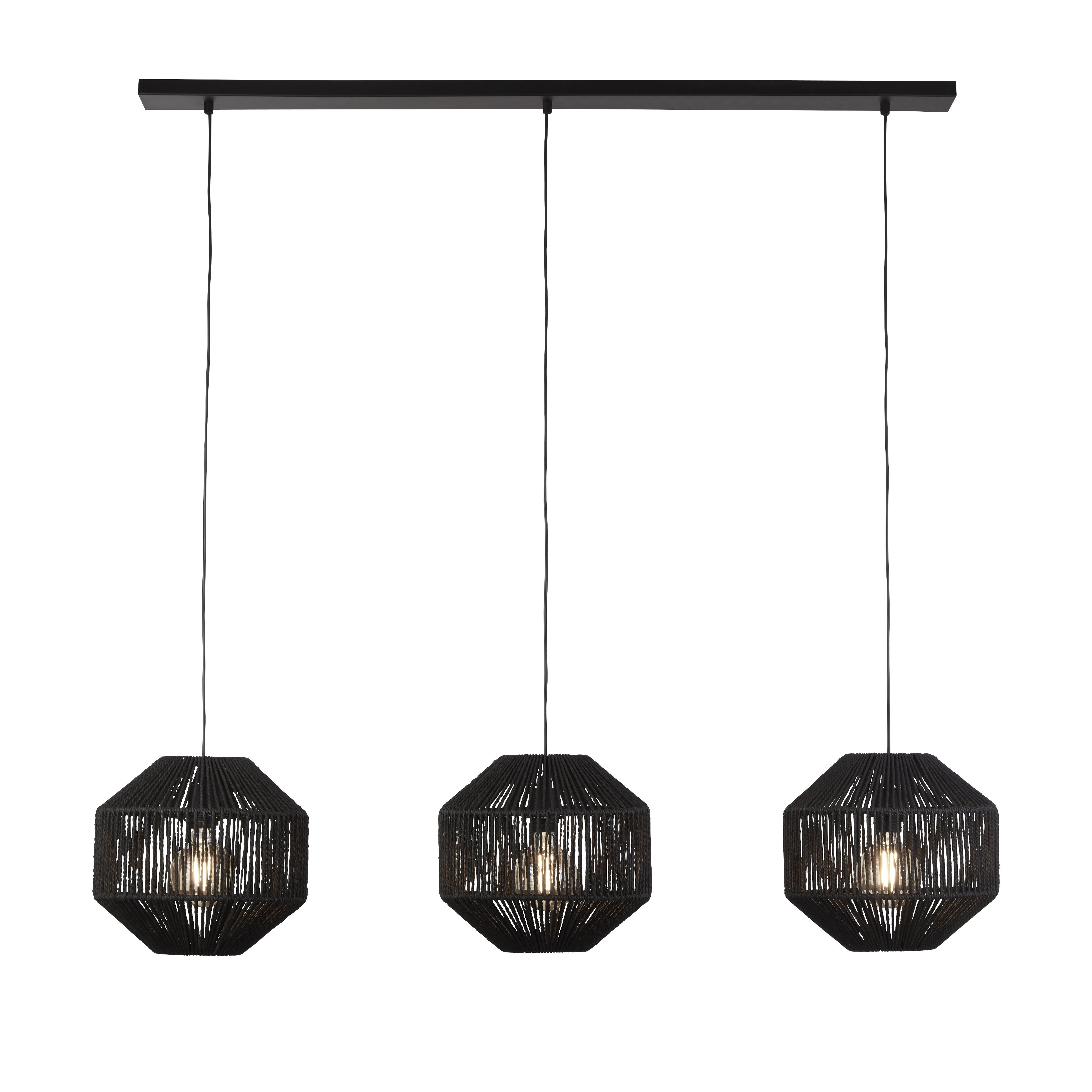 Searchlight 3-lichts hanglamp Wicker - 11201-3BK