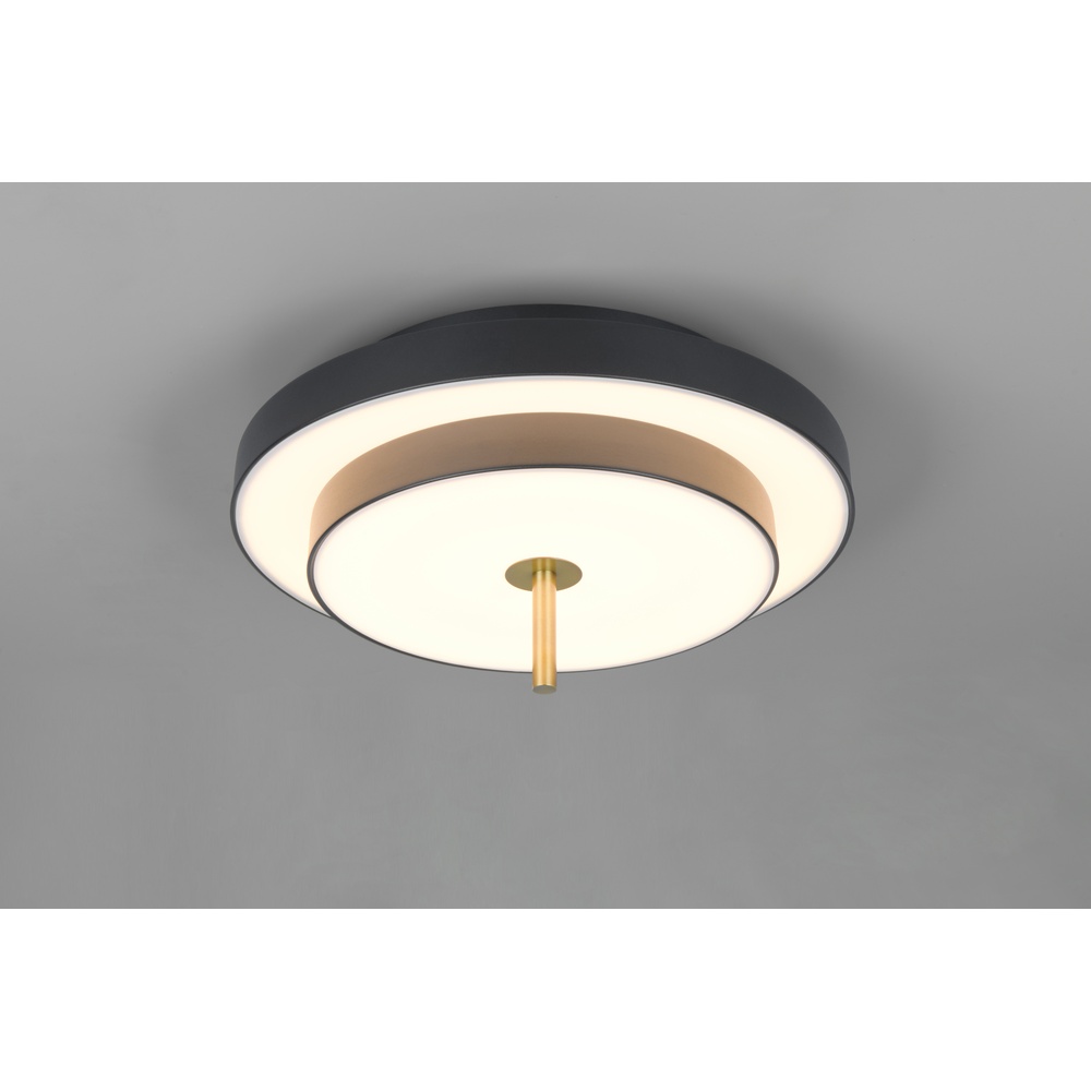 Trio Moderne plafondlamp Keaton zwart met goud Ø 40cm - 640210180