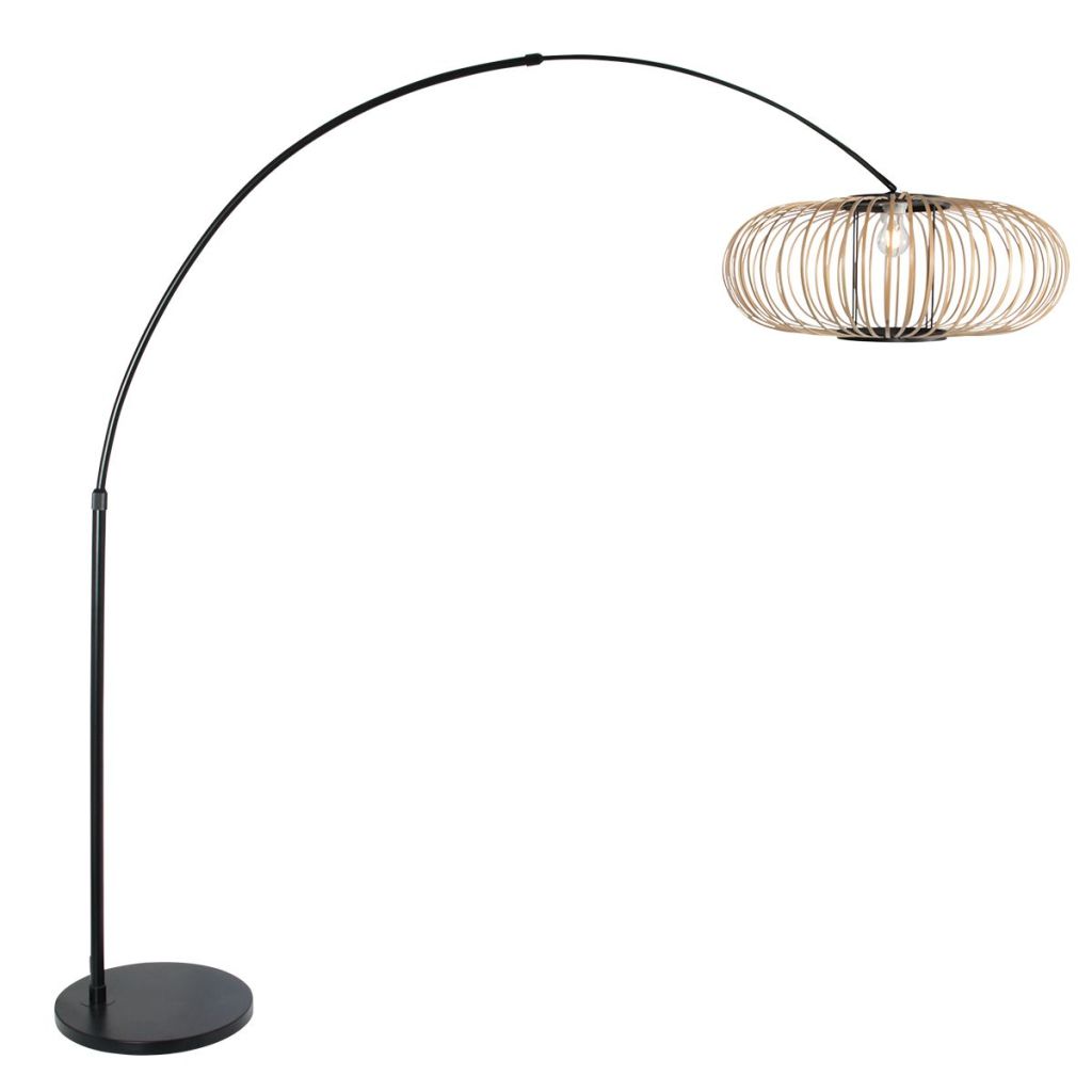 Steinhauer Zwarte booglampSparkled Light met bamboe kap Ø60cm - 4562ZW