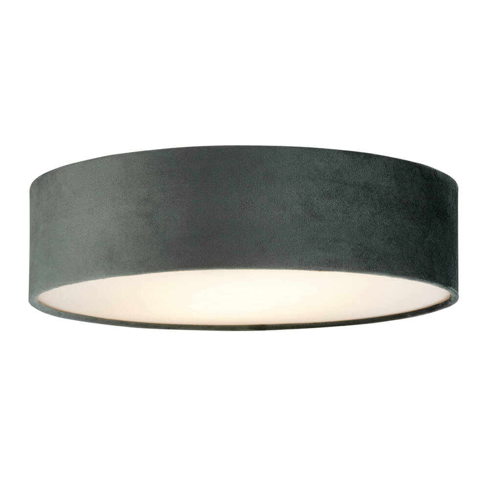 Searchlight PlafondlampDrum Pleat 38cm velvet antraciet - 23298-2GY