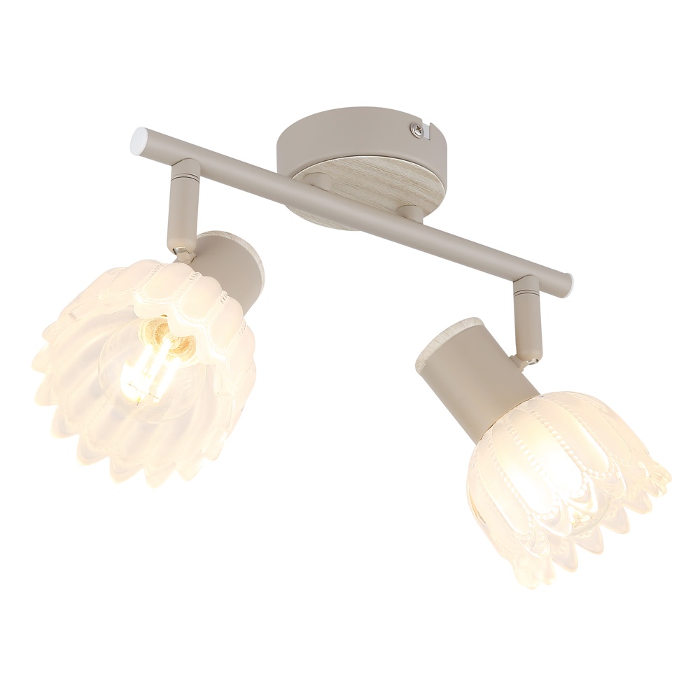 Globo 2-lichts plafondspotPlanta zand bruin - 54317-2 afbeelding