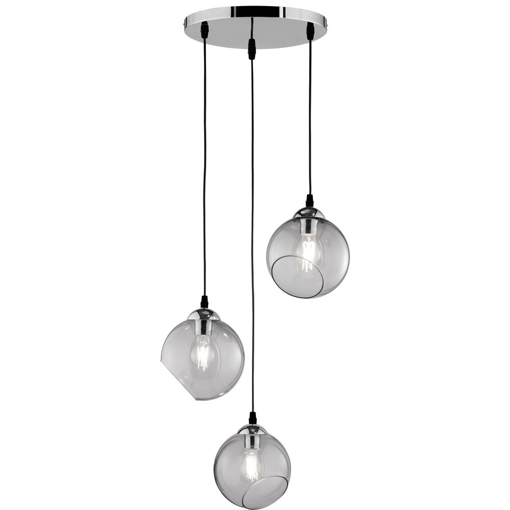 Trio BollampClooney 3x Ø20cm chroom met smoke glas - R30073054