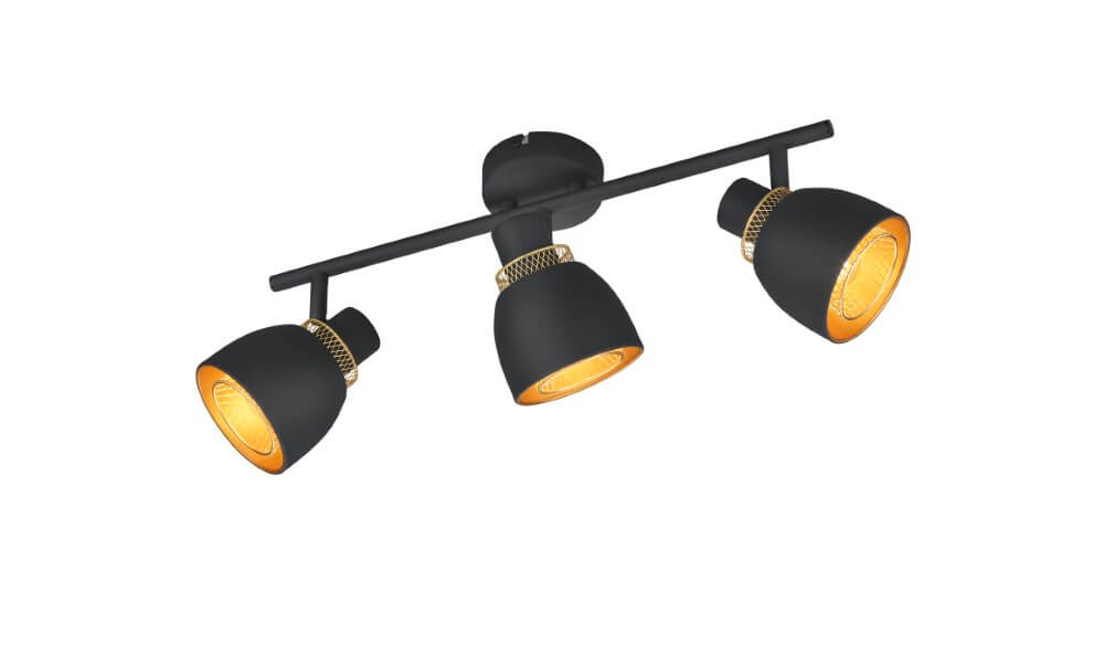 Trio Zwarte plafondlampPunch 3-lichts - R80813032