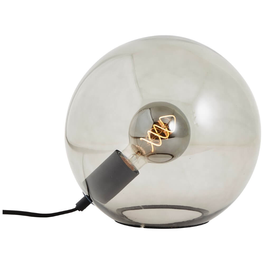 Brilliant Bol tafellampBelado zwart met smoke glas - 92804/76