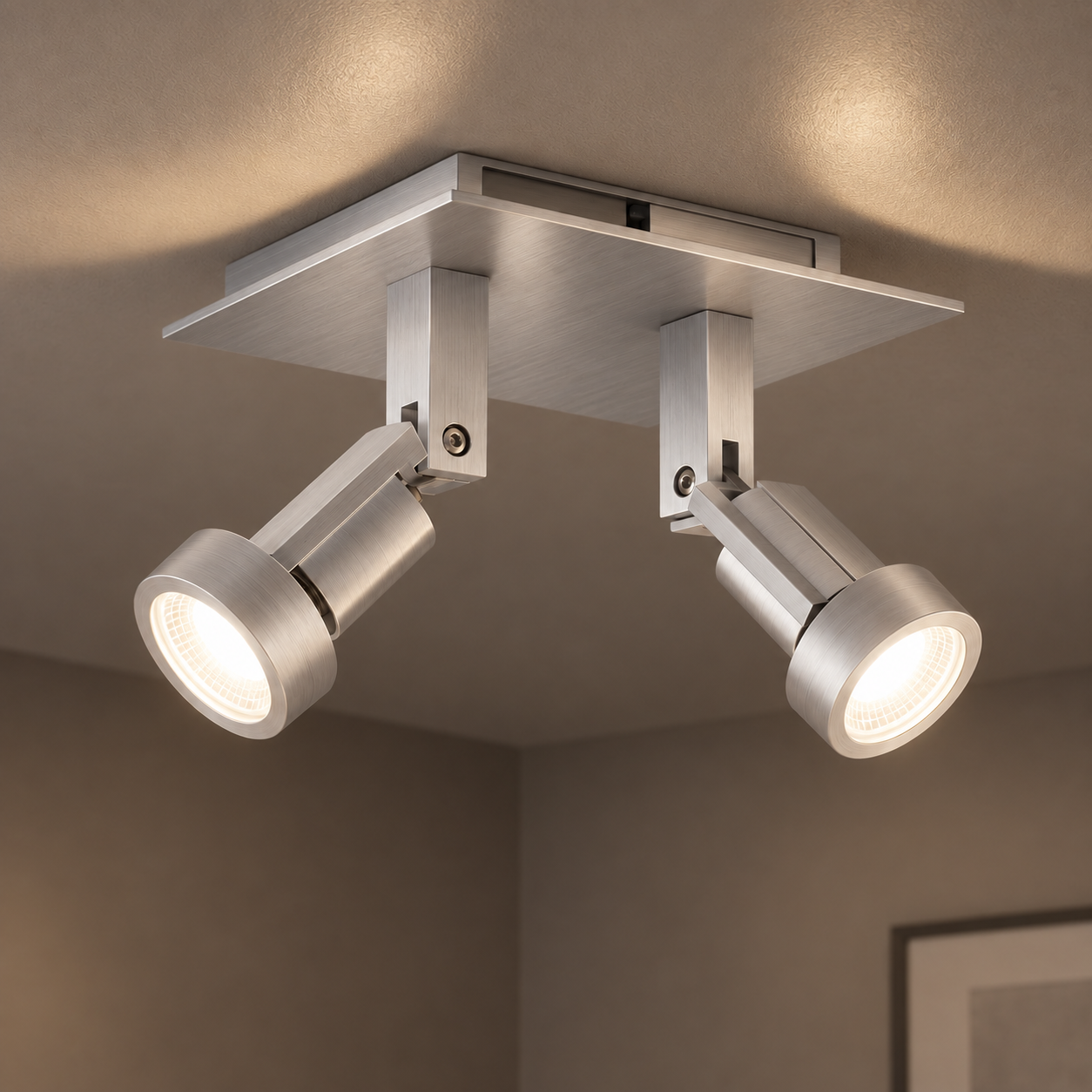 Artdelight Dubbele opbouwspot Tech II grijs - PL TECHII SQ ALU