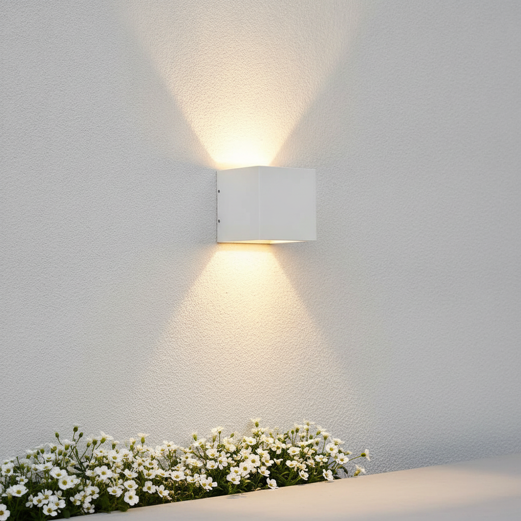 Artdelight Buitenlamp up downCube 10cm - wit - WL CUBE WI