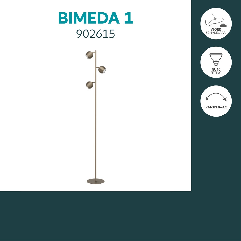 Design vloerlamp Bimeda 1 donker brons Eglo 9008606391127