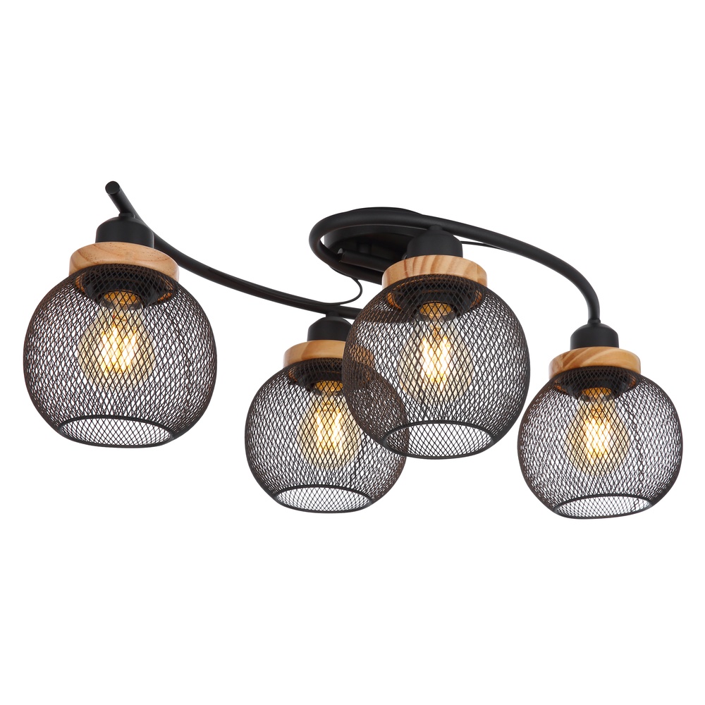 Globo Plafondlamp Pablo zwart gaas - 15663-4D