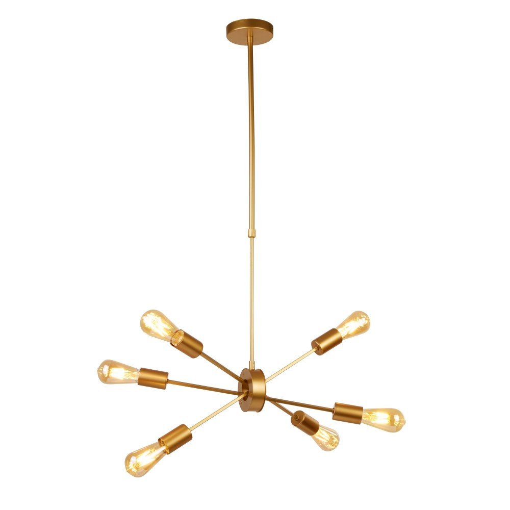 Searchlight Gouden hanglamp Alpha Spider 6-lichts - 2906-6GO