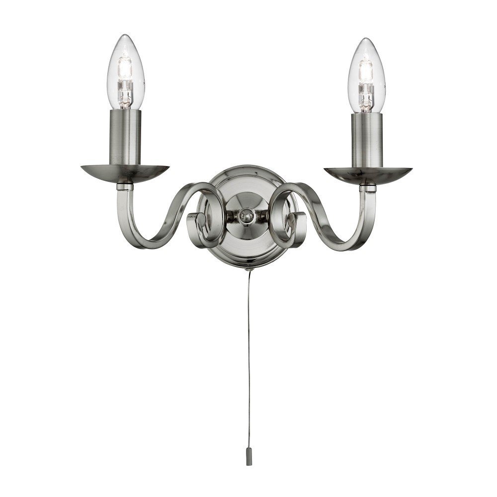 Searchlight Klassieke wandlampRichmond 2-lichts mat zilver - 1502-2SS