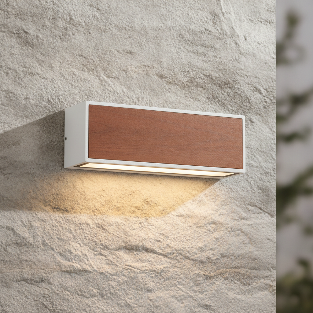 Lyora Solar wandlampBrown wit met hout - 108726