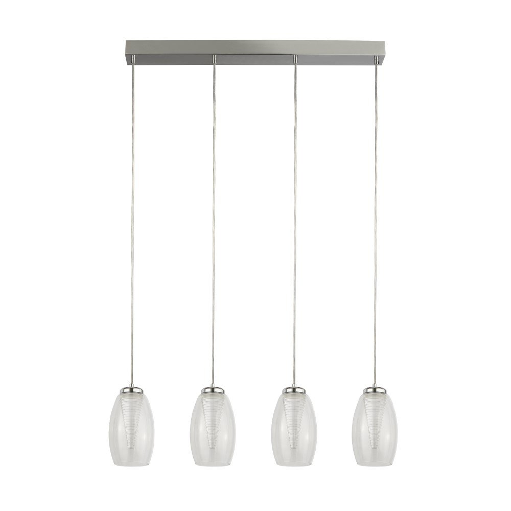 Searchlight Eetkamer hanglamp Cyclone grijs met helder glas - 97292-4CL