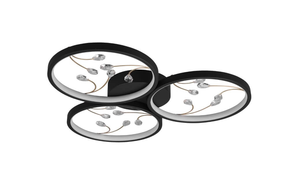 Trio Zwarte led plafonnièreGroovy 3-lichts - 642110332