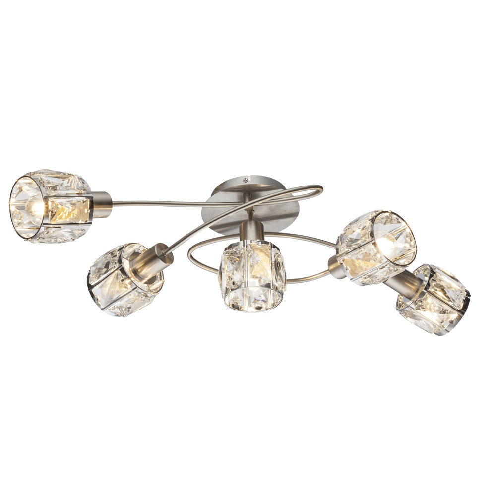 Globo Plafondlamp Kris 5-lichts nikkel - 54356-5