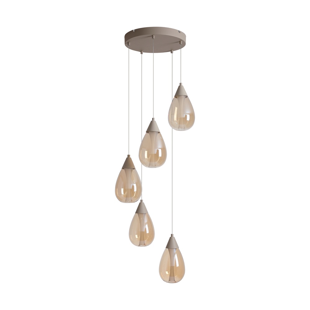 Design hanglamp Pear 5-lichts zand bruin Searchlight 5,05342E+12